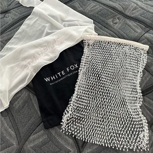 White Fox Sequin Mini Skirt & Wifey Sarong